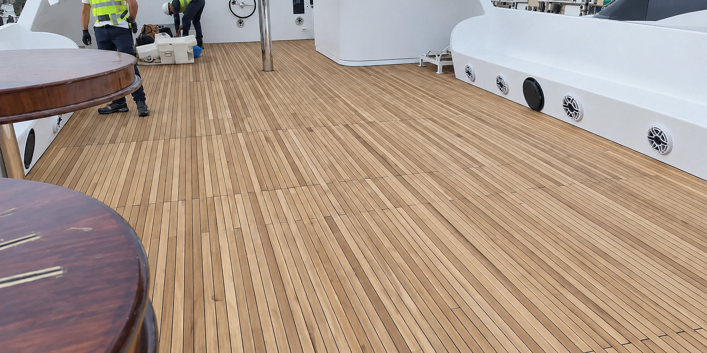 Teak deck relaid on the aft deck